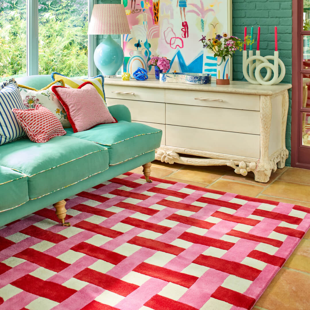 Harlequin Basket Weave coral/rose