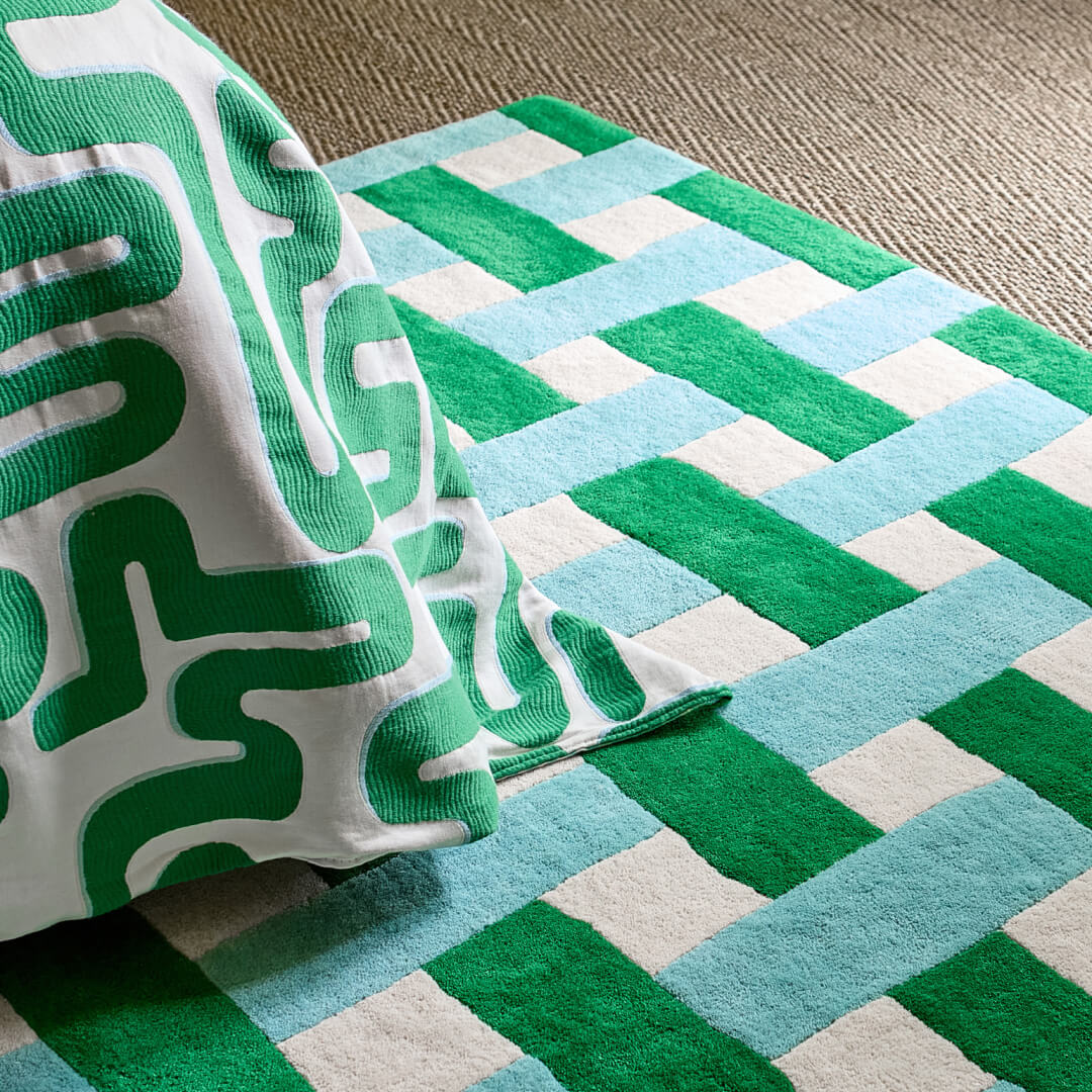 Harlequin Basket Weave emerald/aquamarine