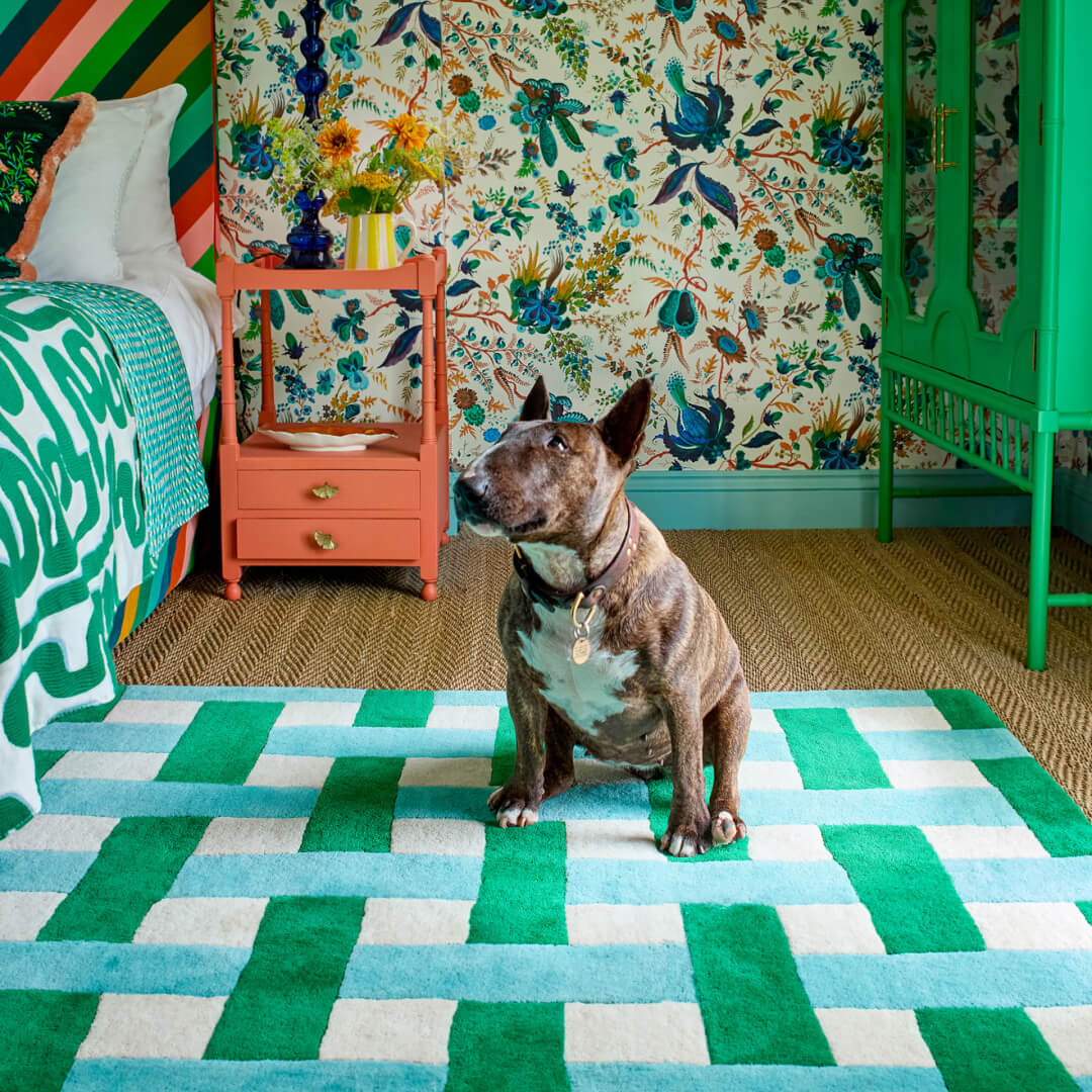 Harlequin Basket Weave emerald/aquamarine