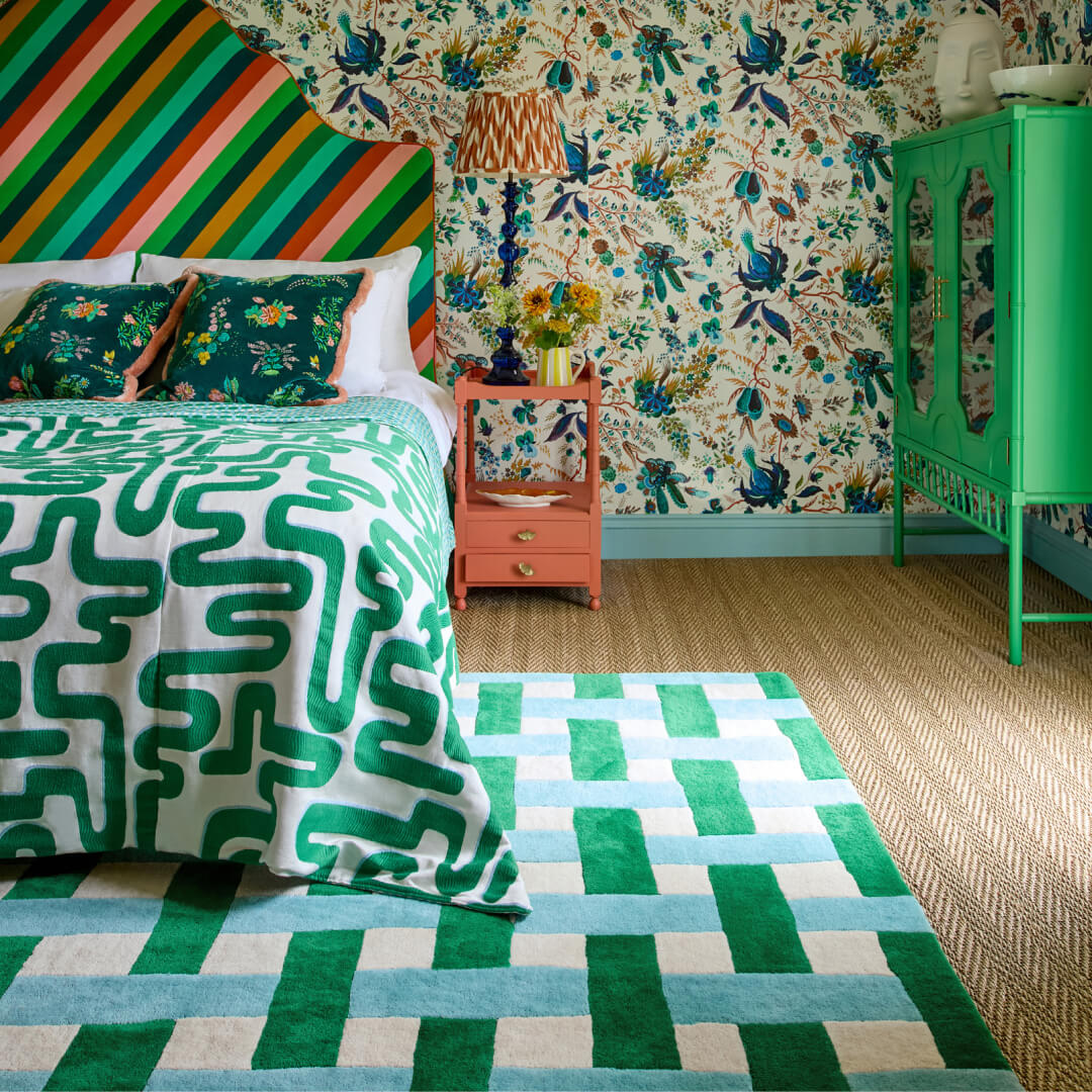 Harlequin Basket Weave emerald/aquamarine