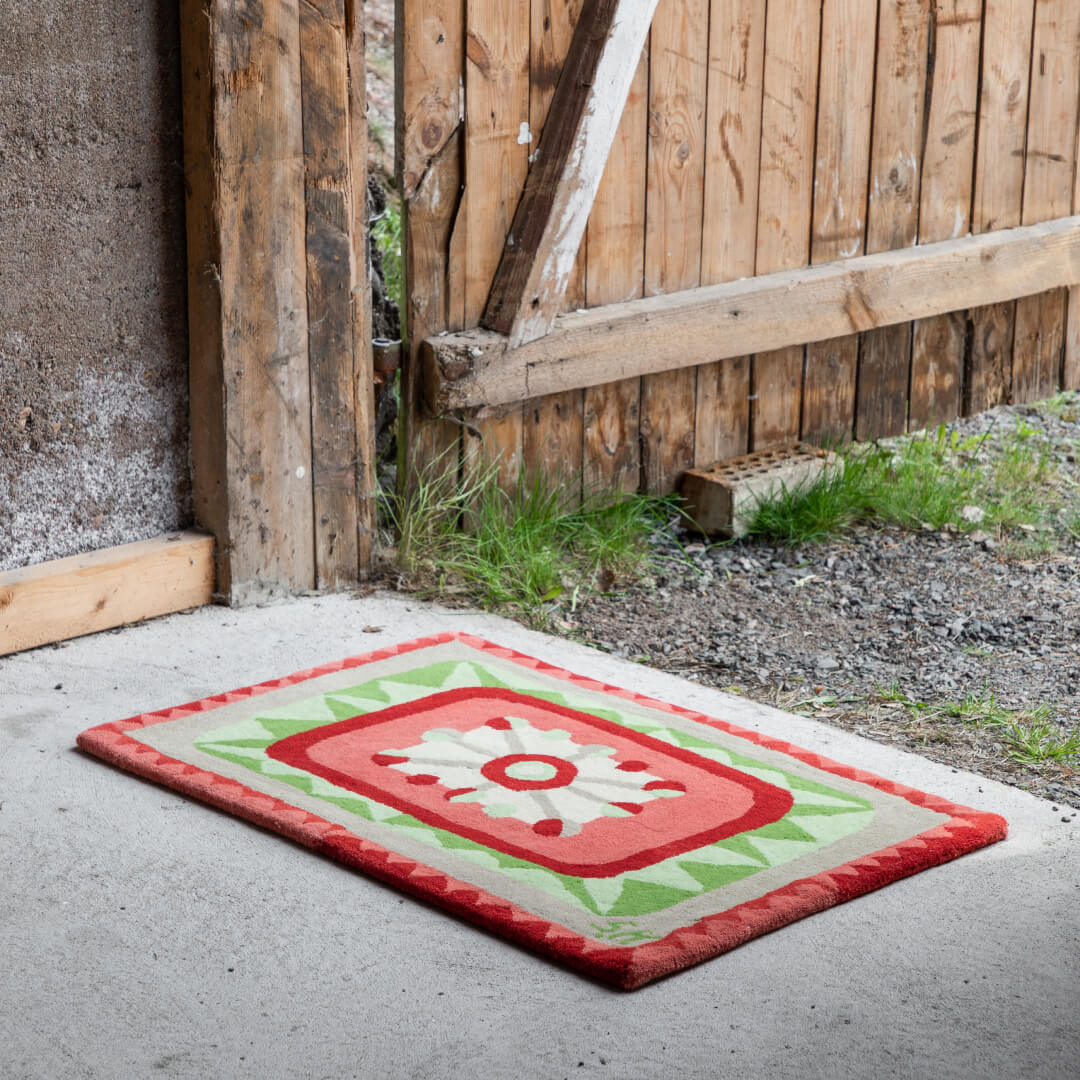 Zigzag rød dørmatte